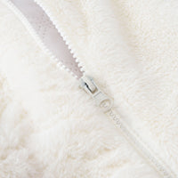 Girls White Solid Polar Fleece Ear Hooded Jacket Coats & Jackets