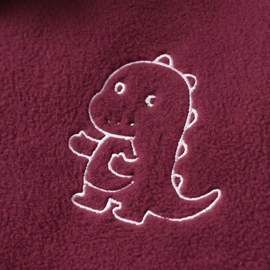 Boys Burgundy Dinosaur Embroidered Hooded Jacket Coats & Jackets