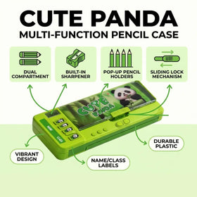 Panda Theme Magnetic Pencil Box Multi-Compartment School Stationery Box Trending Accessories