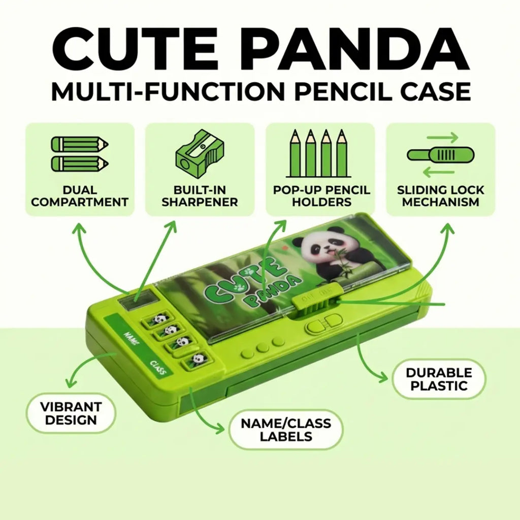Panda Theme Magnetic Pencil Box Multi-Compartment School Stationery Box Trending Accessories