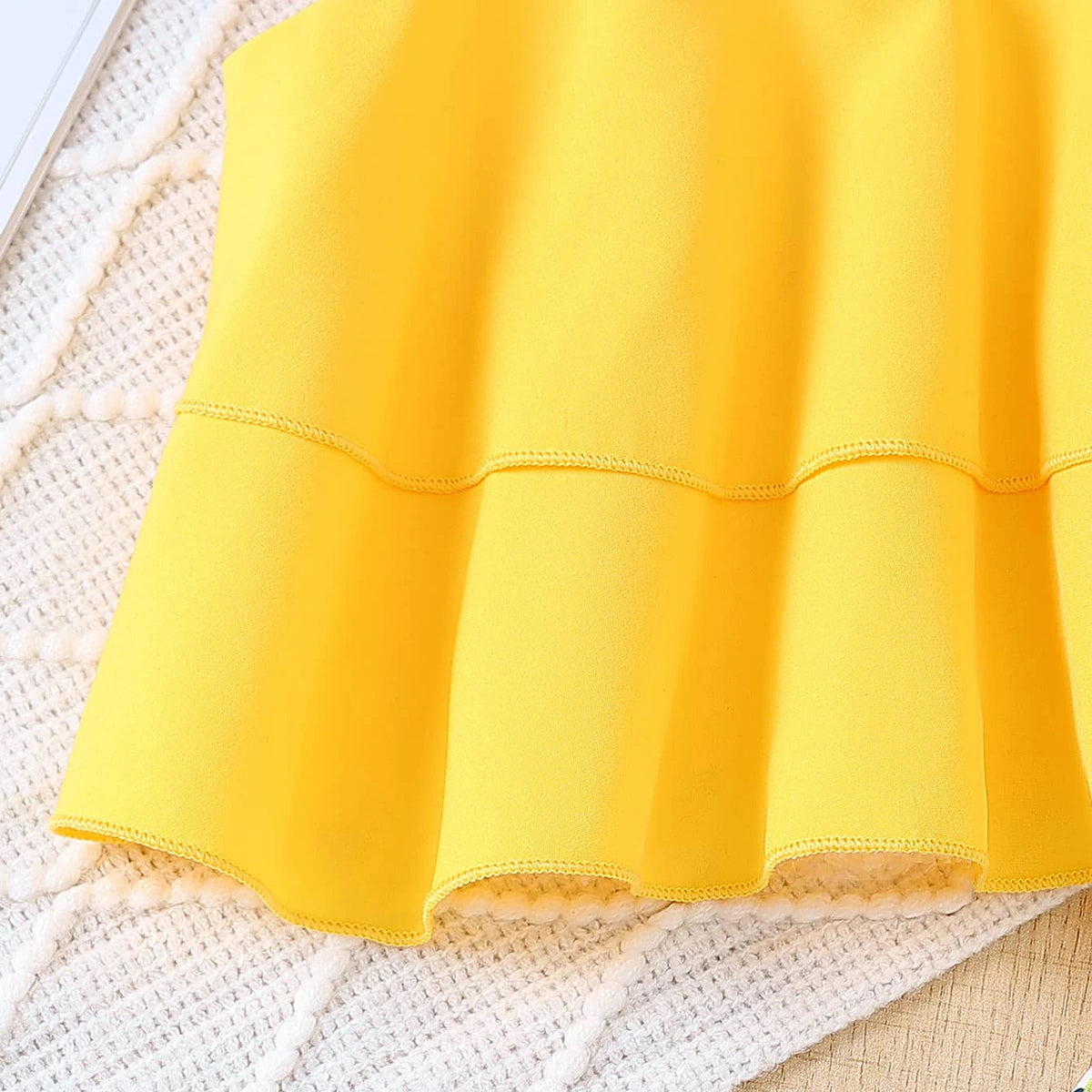 Girls Yellow Sleeveless Ruffled Top With Fruit Print Pants Sets 2 pc. Sets