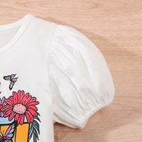 Girls Printed Top with Red Animal Printed Skirt Set Sets