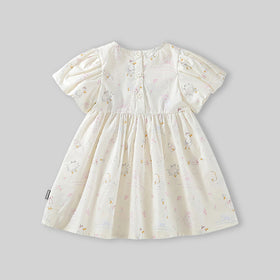 Girls Off-White Printed Short Sleeve Fit & Flare Dress Casual Dresses