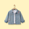 Girls Light Blue Floral Embroidered Denim Jacket Coats & Jackets Light Blue 1-2 Y