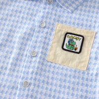 Boys Blue Checked Short Sleeve Shirt With Denim Shorts Sets 2 pc. Sets
