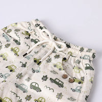 Boys Green Tropical Print T-shirt With Printed Shirt and Shorts Sets Sets