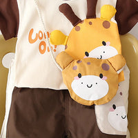Boys Brown Giraffe Graphic Short Sleeves T-Shirt With Elasticated Shorts Sets Sets