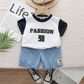 Boys Black Passion Print Short Sleeve T-Shirt With Denim Shorts Set 2 pc. Sets Black 1-2 Y