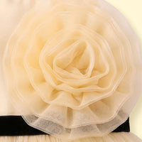 Girls Yellow Floral Applique Sleeveless High-Low Party Dress Party Dresses