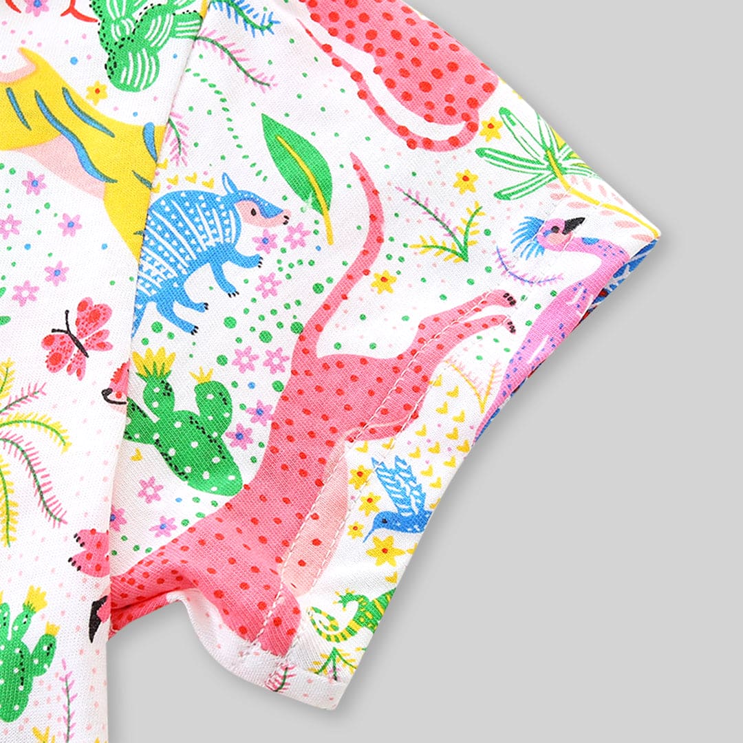 Girls Animal Printed Short Sleeve Dress Casual Dresses   