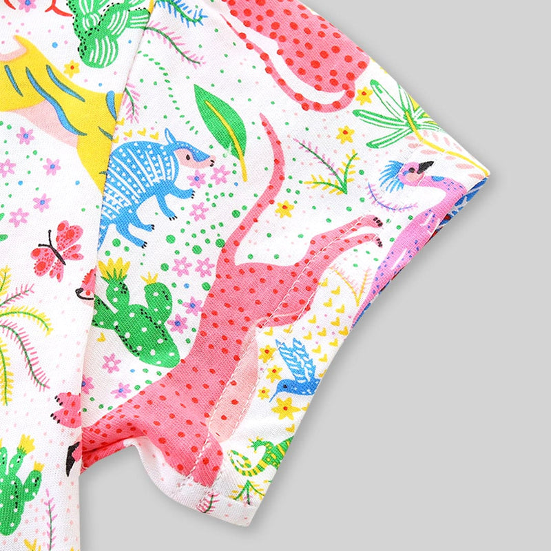 Girls Animal Printed Short Sleeve Dress Casual Dresses   