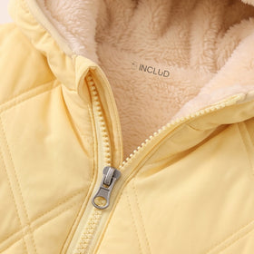 Girls Yellow Long Sleeve Hooded Puffer Jacket Coats & Jackets