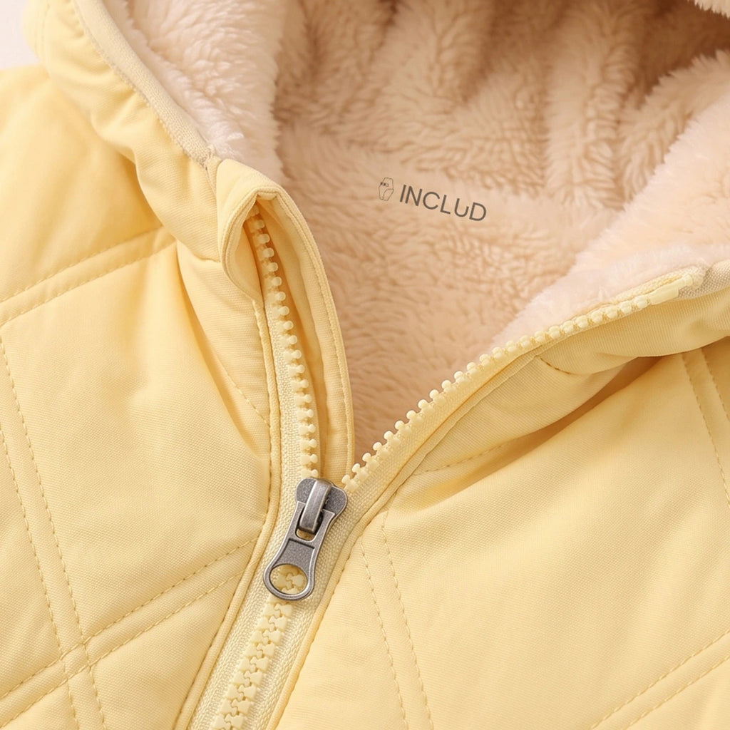 Girls Yellow Long Sleeve Hooded Puffer Jacket Coats & Jackets