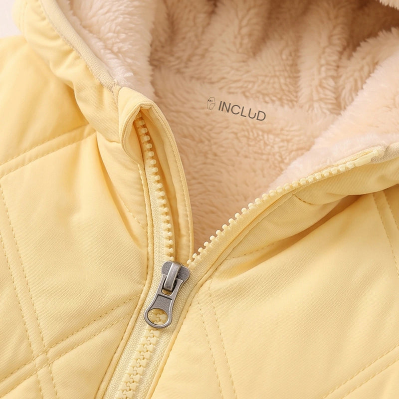 Girls Yellow Long Sleeve Hooded Puffer Jacket Coats & Jackets