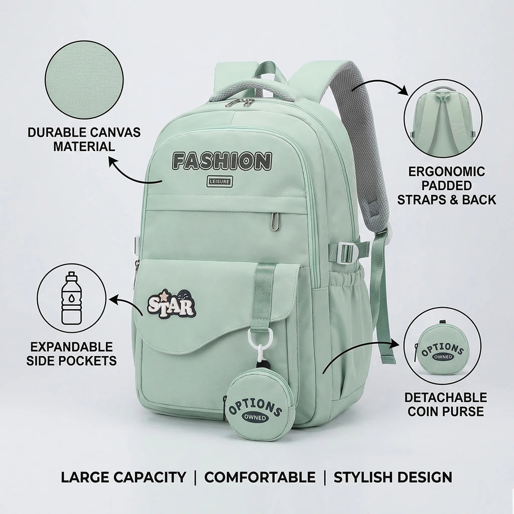 Kids Sea Green Medium School Backpack Trending Accessories