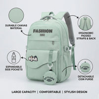 Kids Sea Green Medium School Backpack Trending Accessories