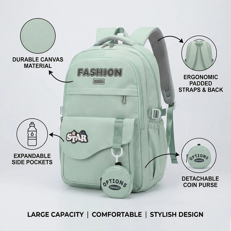 Kids Sea Green Medium School Backpack Trending Accessories