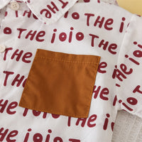 Boys Brown Printed Contrast Front Pocket Shirt With Shorts Set 2 pc. Sets