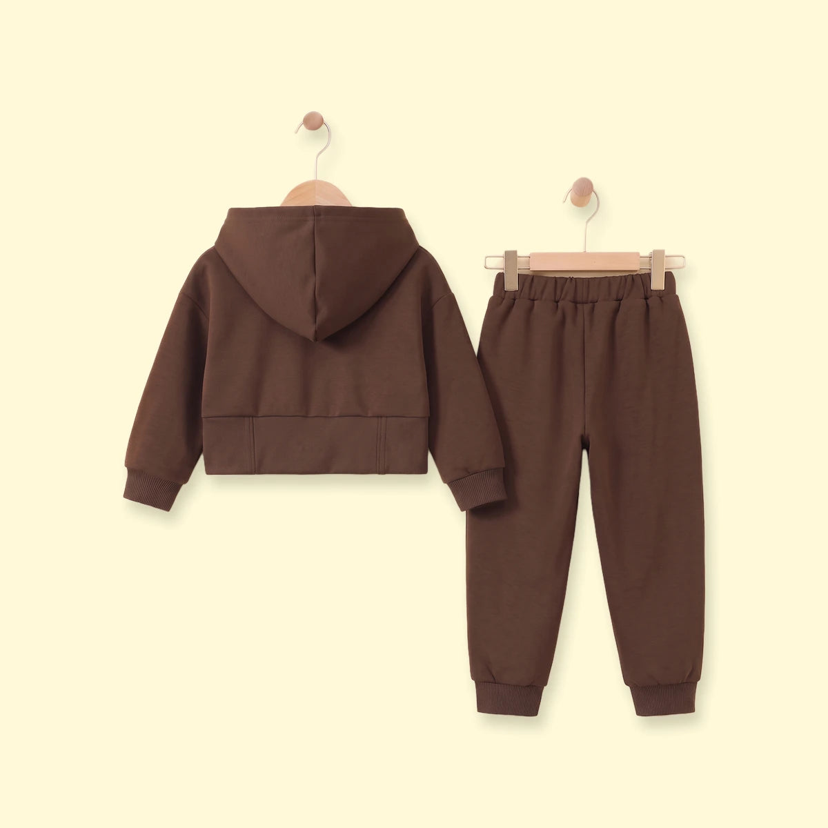 Girls Brown Solid Long Sleeve Hooded Sweatshirt & Pants Sets 2 pc. Sets