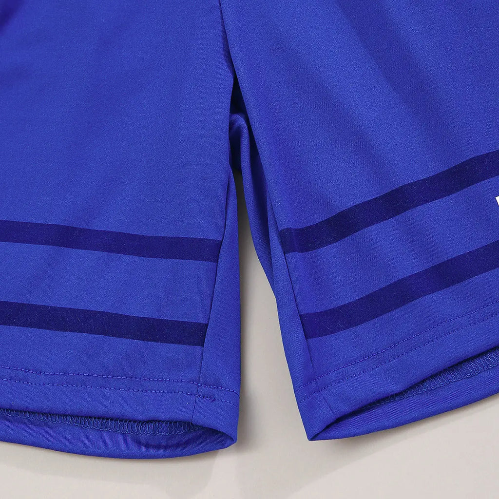 Boys Royal Blue Typographic King Printed T-Shirt With Shorts Sets Sets