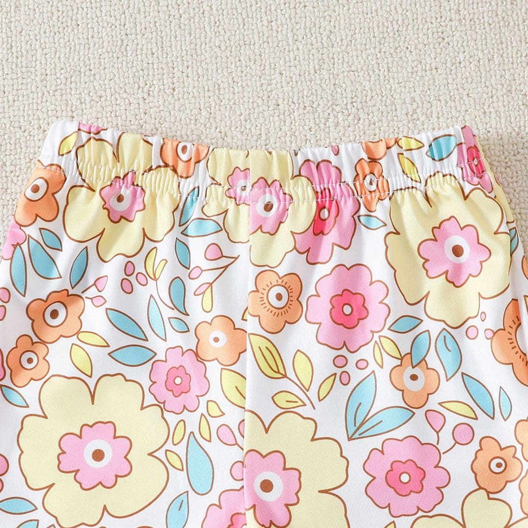 Girls Floral Printed Crop Top With Pants Set Sets   