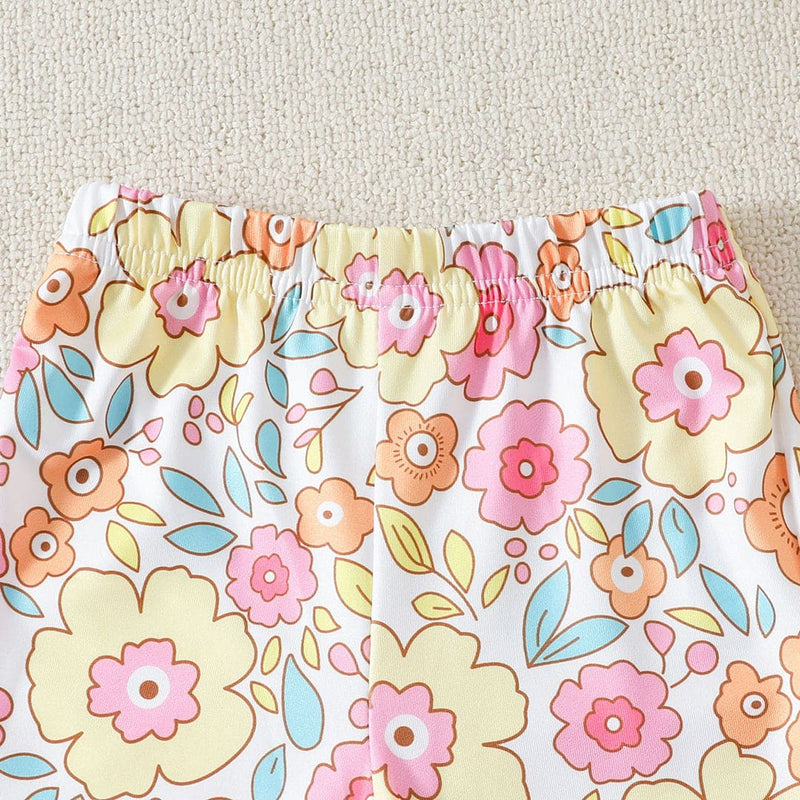 Girls Floral Printed Crop Top With Pants Set Sets   