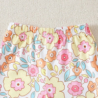 Girls Floral Printed Crop Top With Pants Set Sets   