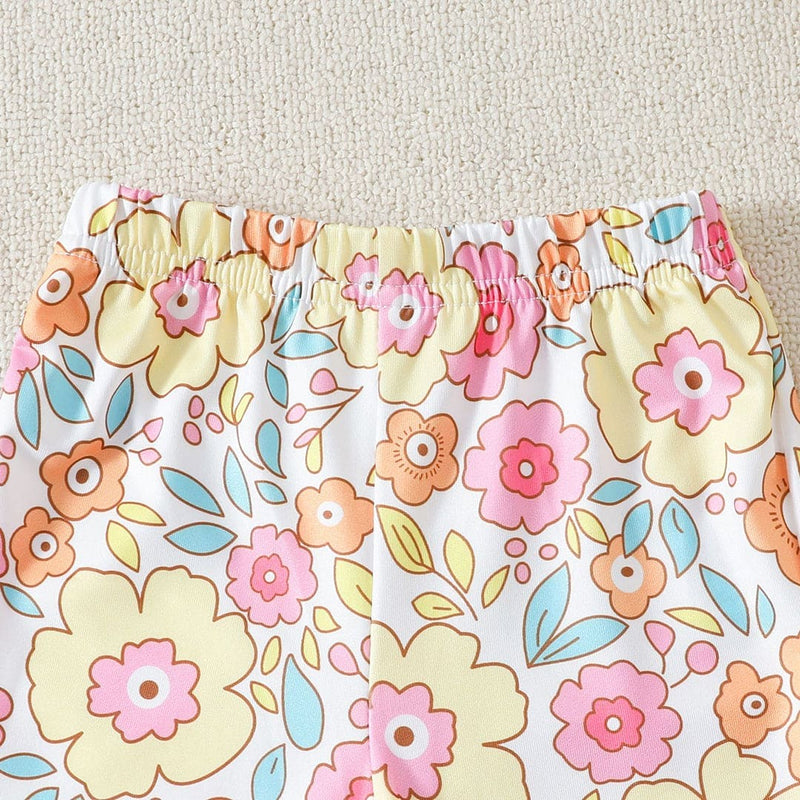 Girls Floral Printed Crop Top With Pants Set Sets   