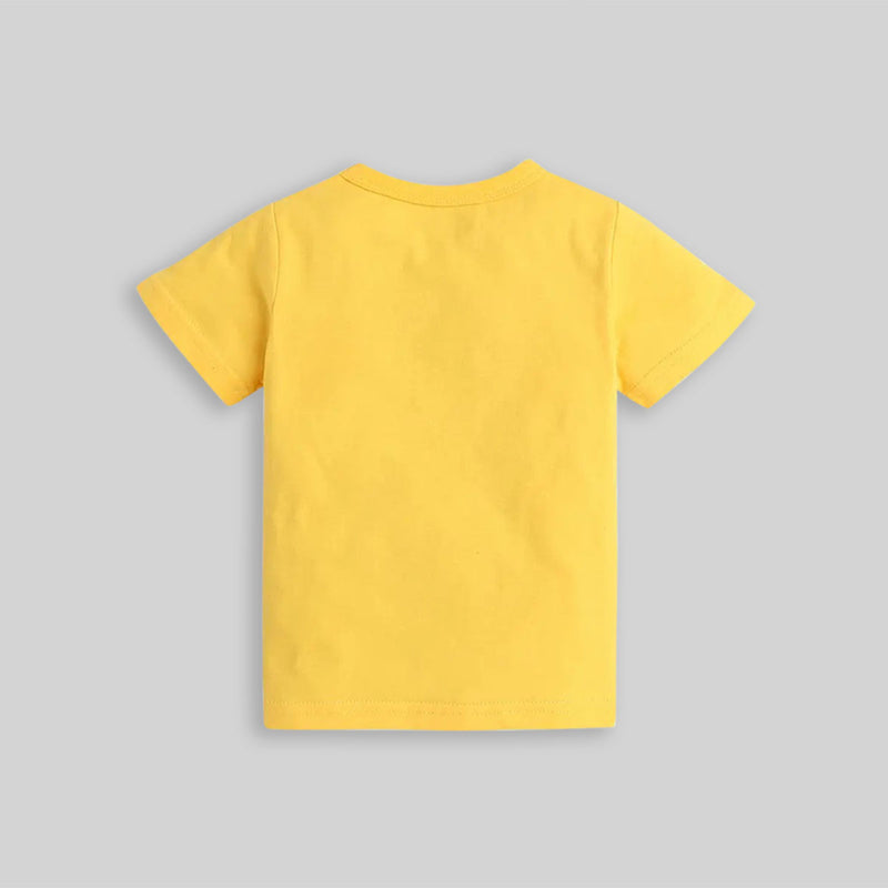 Boys Yellow Graphic Printed Half Sleeves T-Shirt T-Shirt