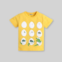 Boys Yellow Graphic Printed Half Sleeves T-Shirt T-Shirt