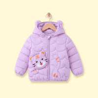 Girls Lavender Bear Ear On Hood Quilted Zip-up Jacket Coats & Jackets Lavender 1-2 Y