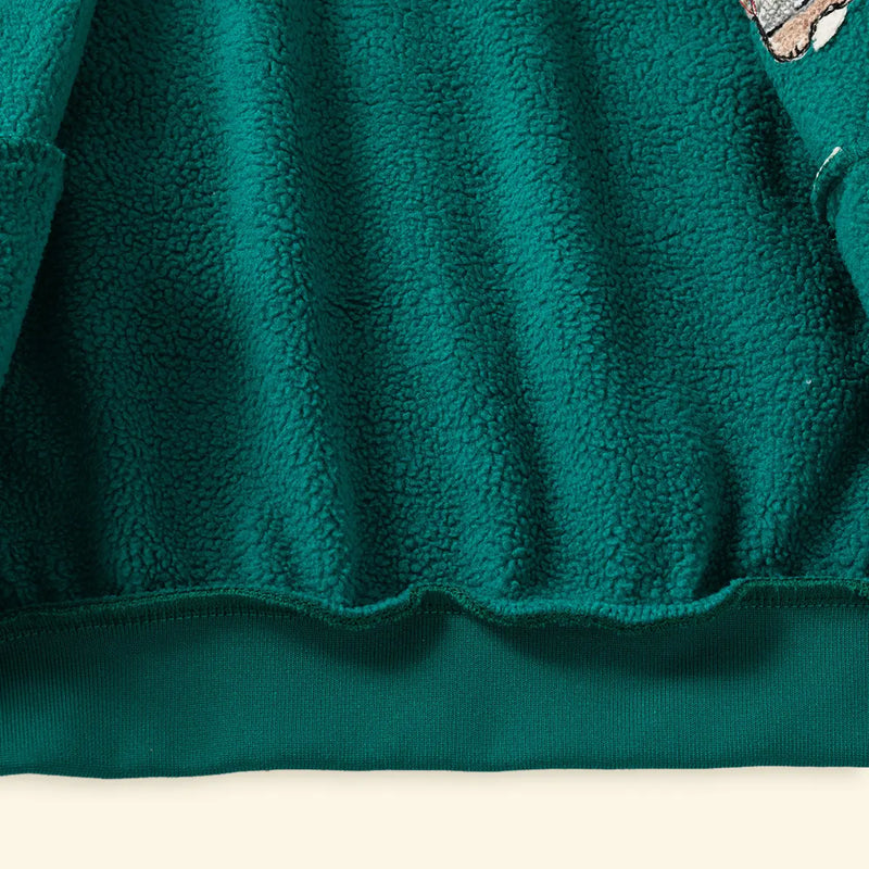Boys Green Bear Cartoon Applique Varsity Jacket Coats & Jackets
