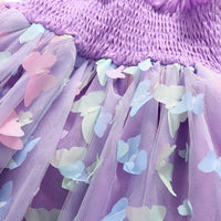 Girls Purple 3D Butterfly Wing Applique Tulle Overlay Fit & Flare Dress Casual Dresses