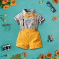 Boys Floral Print Shirt with Bow & Suspender Shorts Set 2 pc. Sets Yellow 1-2 Y 