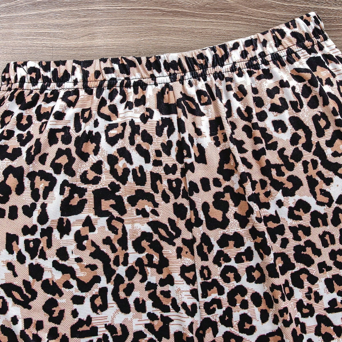 Girls Black Short Sleeves T-Shirt With Leopard Printed Legging Set 2 pc. Sets