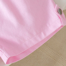 Girls White Heart Applique Puff Sleeves Top With Shorts Set Sets