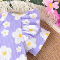 Girls Short Sleeve Flower Printed T-Shirt With Shorts Set 2 pc. Sets   