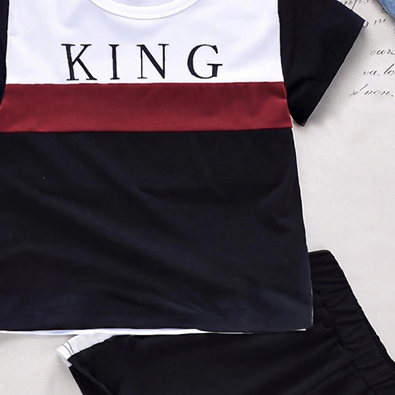 Boys Black Typography print Round Neck T-Shirt With Shorts Sets 2 pc. Sets