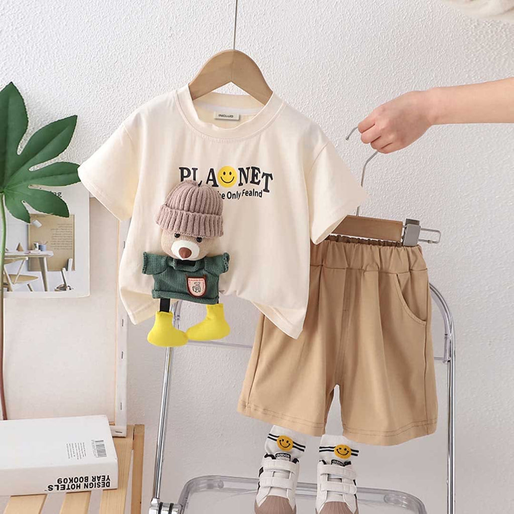 Boys Off White Toy Applique T-Shirt With Shorts Set 2 pc. Sets Off White 1-2 Y 