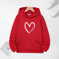 Girls Red Heart Heart Printed Hooded Sweatshirt Sweatshirts & Hoodies Red 7-8 Y