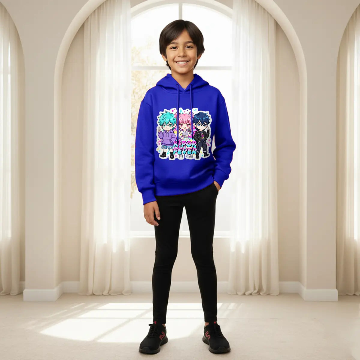 Boys Royal Blue K-POP Fever Graphics Hoodies Sweatshirts & Hoodies Royal Blue 5-6 Y