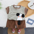 Boys Brown Dog Motif Striped Short Sleeve T-Shirt With Shorts Sets 2 pc. Sets Brown 1-2 Y