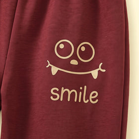 Boys Red Smiley Printed Sweatshirt & Joggers Co-ord Sets Sets