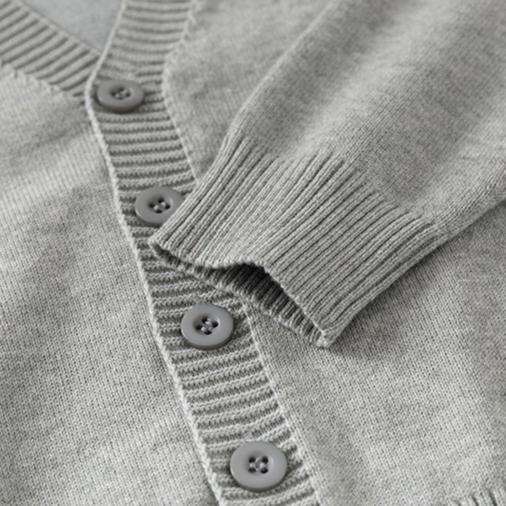 Boys Grey Solid Long Sleeves Cardigan Sweaters & Cardigans