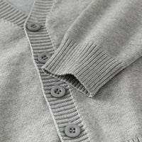 Boys Grey Solid Long Sleeves Cardigan Sweaters & Cardigans