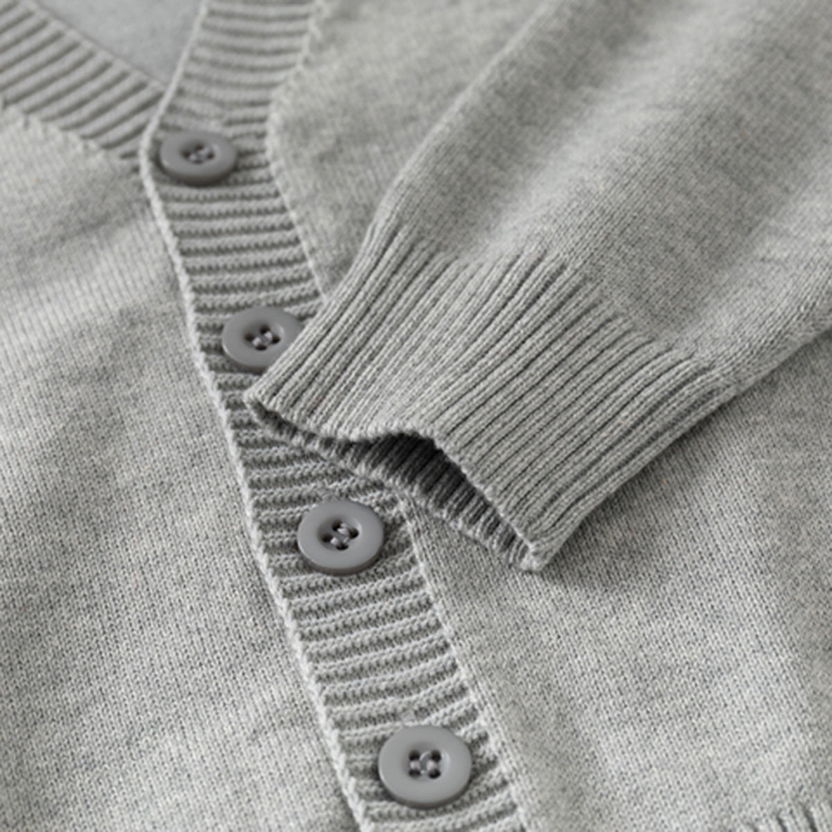 Boys Grey Solid Long Sleeves Cardigan Sweaters & Cardigans