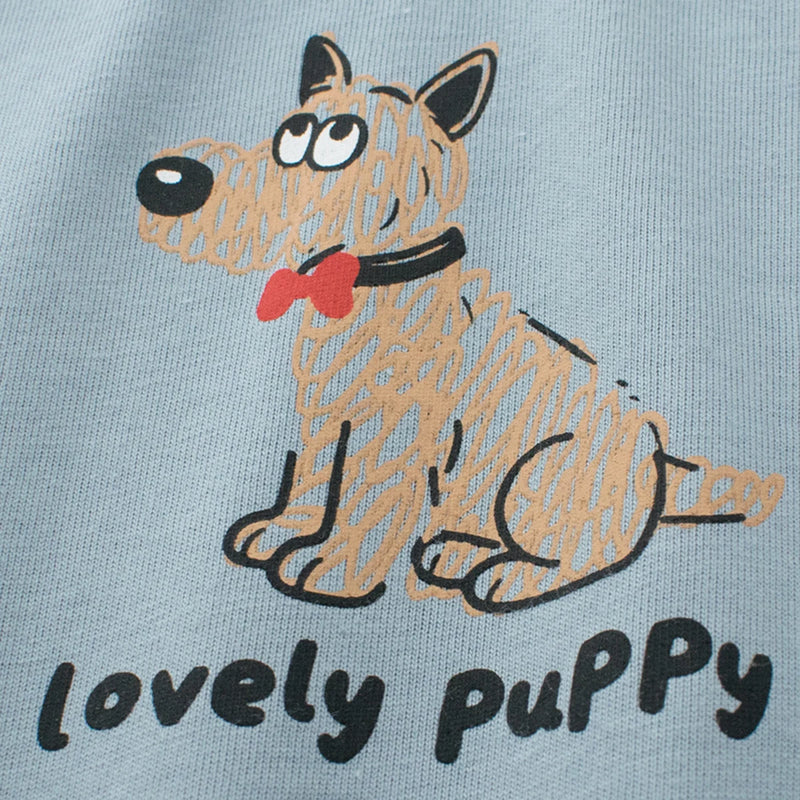 Boys Blue Puppy Print Short Sleeve T-Shirt Tshirts