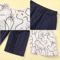 Girls White Floral Sleeveless Top With Pants Sets 2 pc. Sets