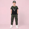 Boys Black Camouflage Print Short Sleeve T-Shirt With Pants Sets 2 pc. Sets Black 3-4 Y