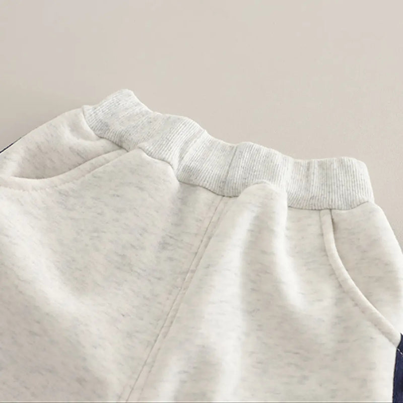 Boys Off White High Neck Zipper Jacket With Jogger Co-ord Sets Sets